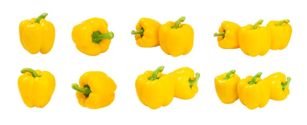Paprika Fresh Yellow Bell Pepper Isolated White Background Bulgarian Salad — Stock Photo, Image
