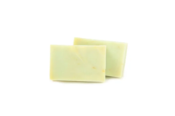 Natural Bar Soap Olive Oil Extract Isolated White Background Pieces — Stock Photo, Image