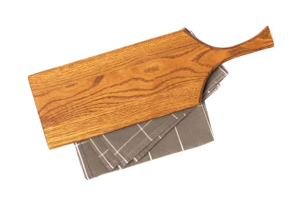 Drewniana Deska Cięcia Izolowana Białym Tle Drewniana Deska Kuchenna Ręcznik — Zdjęcie stockowe