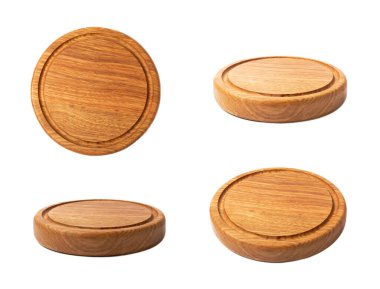 Tahta kesme tahtası beyaz arka planda izole edilmiş. Kolaj tahtası seti. Ahşap mutfak tahtası. İmza. MOCKUP Mutfak eşyaları..