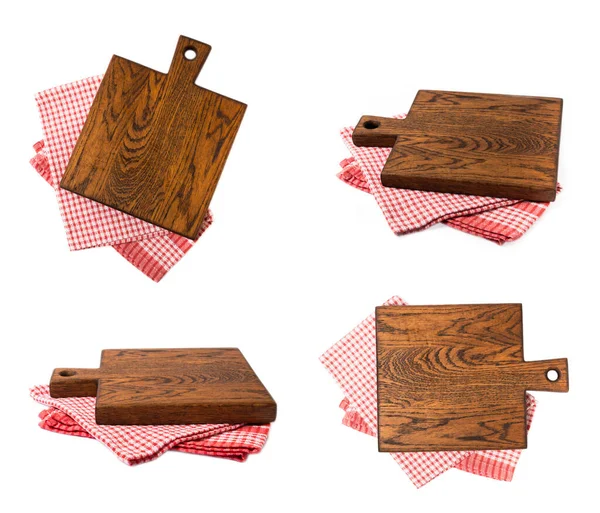 白い背景に隔離された木製の切断板 コラージュの切断ボードのセット 木製のキッチンボード デザイン Mockup キッチンウェア — ストック写真