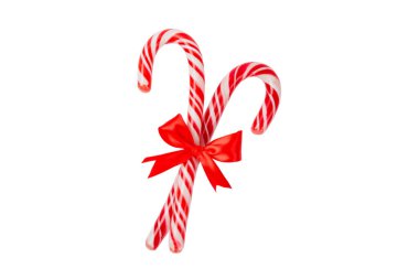 Beyaz arka planda izole edilmiş şeker kamışı. Noel tatlıları. Noel şekeri. Yeni yıl. Noel ağacı için geleneksel tatlı bir hediye. Tatil kavramı.