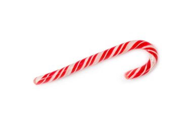 Beyaz arka planda izole edilmiş şeker kamışı. Noel tatlıları. Noel şekeri. Yeni yıl. Noel ağacı için geleneksel tatlı bir hediye. Tatil kavramı.