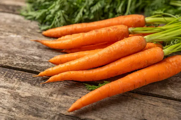 Carrots Textured Wooden Background Fresh Sweet Organic Carrots White Background — Stock Photo, Image