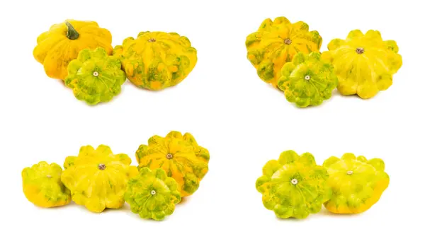 stock image Pattypan zucchini isolated on white background. squash. Fresh organic pattypan squashes on background. Vegan. Farmer's Market. Patisson.