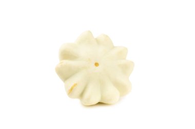 Beyaz arka planda Pattypan kabağı izole edilmiş. Kabak. Arka planda taze organik pattypan kabakları. Vejetaryen. Çiftçi Pazarı. Patisson..