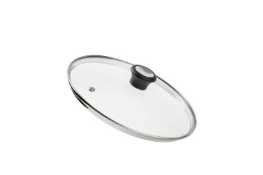 Tencere kapağı ya da tava beyaz arka planda izole edilmiş. Masa takımı. Mutfak aksesuarları. Mutfak eşyaları..