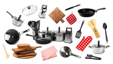 Paslanmaz çelik tencere beyaz arka planda izole edilmiş. Modern tencere. Mutfak aletleri. Pişirme tavası. Yemek pişirme konsepti. Model