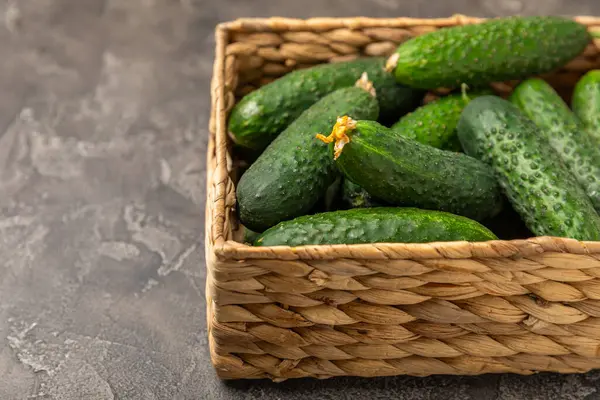 Ahşap arka planda salatalık. Arka planda bir parça salatalık. Taze organik yeşil salatalık turşusu. Vejetaryen. Salata malzemesi. Çiftlik sebzeleri. Sebzeleri bıçakla kes. Mesaj için yer var. Boşluğu kopyala