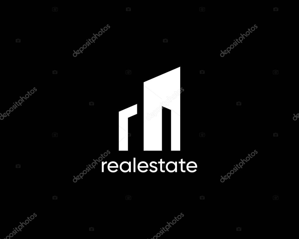 Building logo design template for business identity. Modern cityscape, architecture, property, skyscrapers, construction and planning symbol.