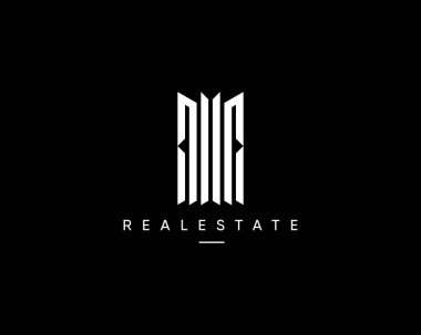 İş kimliği için soyut vektör oluşturma logosu tasarımı. Modern şehir binası, apartman, mimari, inşaat, şehir manzarası, gökdelen, ikamet, planlama ve yapı vektörü sembolü.