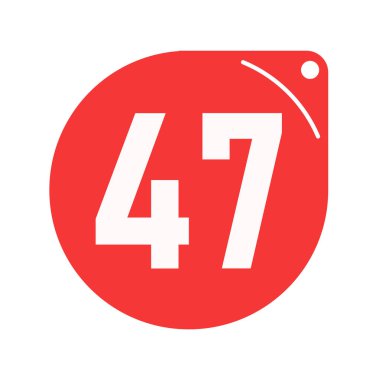 47 etiket promosyonu. Kırmızı etiket tanıtımı. beyaz arkaplan.