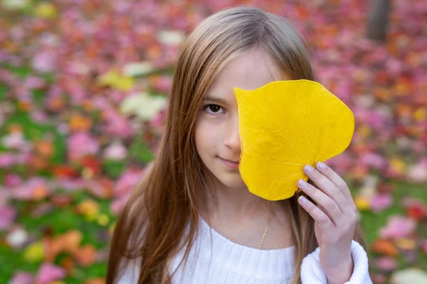 Podzimní Volný Čas Potřeba Vitamínů Podzim Zábava Pro Děti Portrét — Stock fotografie