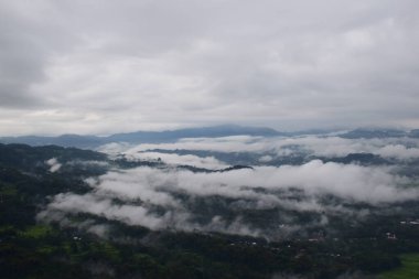 View of the Land above the Clouds (village above the Clouds) Lolai Hills Village and traditional village covered by clouds in the morning before sunrise