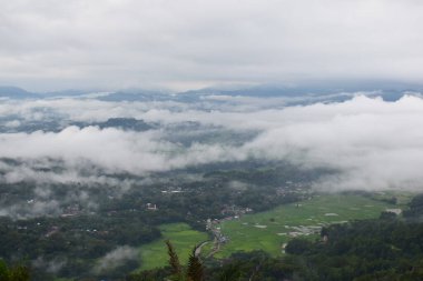 View of the Land above the Clouds (village above the Clouds) Lolai Hills Village and traditional village covered by clouds in the morning before sunrise