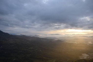 View of the Land above the Clouds (village above the Clouds) Lolai Hills Village and traditional village covered by clouds in the morning before sunrise