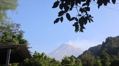 Endonezya 'daki Merapi Dağı' nın çevresindeki tropik ormanların havadan görünüşü.