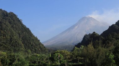 Endonezya 'daki Merapi Dağı' nın çevresindeki tropik ormanların havadan görünüşü.