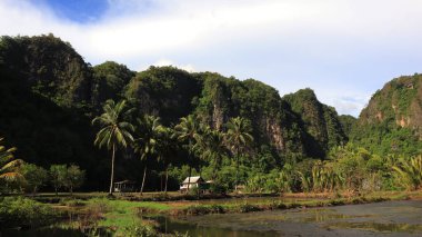 Rammang-Rammang turistik bölgesinde doğal manzara, gün boyunca güzel manzaralar. Endonezya karst bölgesi