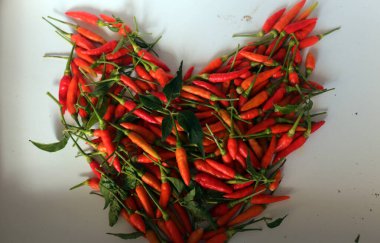 Beyaz arka planda taze kırmızı biber