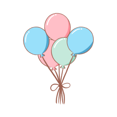 Gülen yüzü ve pastel süslemeleri ile şirin düz stili balon çizgi film karakteri kutlama sanatları için mükemmel.