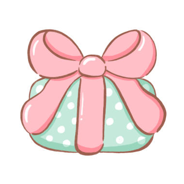 Kutlama, parti ya da tatil temalı projeler için düz renkli dekorasyonlu hediye karikatürü çizimi