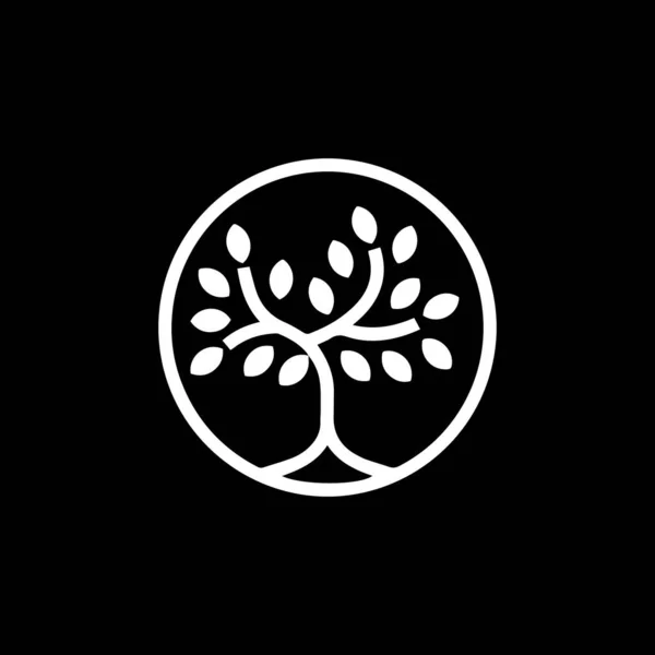 Harmonie Der Natur Kreislinien Baum Logo Die Minimalistische Darstellung Des — Stockvektor