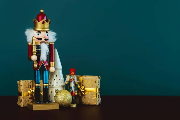 Christmas Concept Background Christmas Wooden Nutcracker Toy Soliders Christmas Ornament — Stock Photo, Image