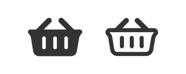 Alışveriş sepeti ikonu. Pazar satın alma sembolü. Süpermarket düz vektör biçiminde basit illüstrasyon satın aldı.