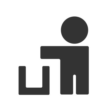 Düzenli adam işareti. Çöp atma ikonu. Vektör düz biçimli Tidyman sembolü.