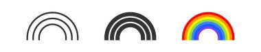 Gökkuşağı dış hat ikonu. Gökkuşağı renklendirilmiş basit sembol vektör düz biçiminde.