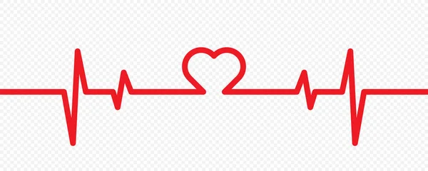 Kalp Atışı Illüstrasyonu Kardiyogram Kalp Şekli Vektör Düz Stil Ekg — Stok Vektör