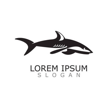 Köpek balığı logosu deniz tasarımı ikon vektör silueti şablonu