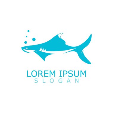 Köpek balığı logosu deniz tasarımı ikon vektör silueti şablonu