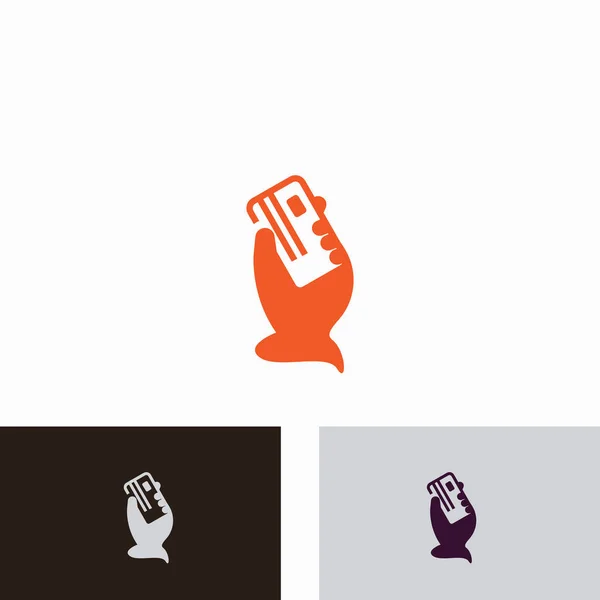 Hand Hält Kreditkarte Business Ikone Image Design — Stockvektor