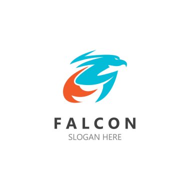 Falcon logo tasarım resmi, siluet kartal şablonu çizimi