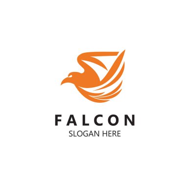 Falcon logo tasarım resmi, siluet kartal şablonu çizimi