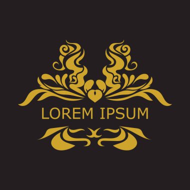 Gold luxury floral vintage monogram decorative logo template