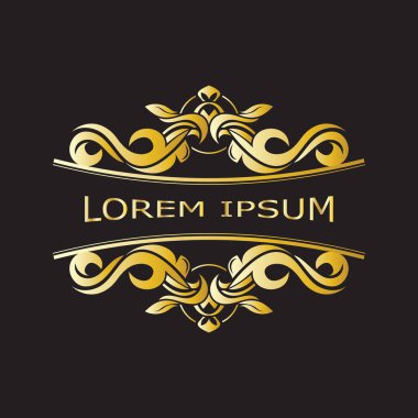 Gold luxury floral vintage monogram decorative logo template