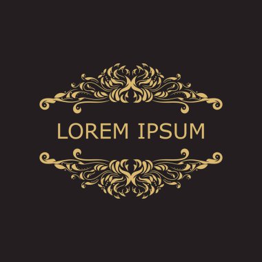 Gold luxury floral vintage monogram decorative logo template