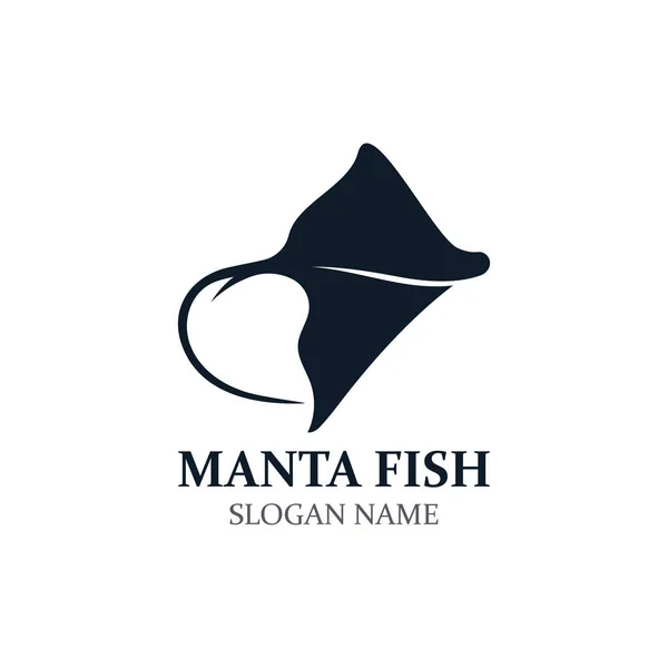 Manta Balığı Veya Vatoz Logo Tasarımı Vektör Vintage Illüstrasyon Paten — Stok Vektör