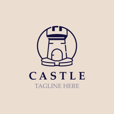 Castle logo grafik şablon tasarımı, Kadim kale vintage vektörü