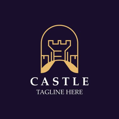 Castle logo grafik şablon tasarımı, Kadim kale vintage vektörü