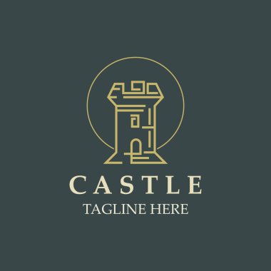 Castle logo grafik şablon tasarımı, Kadim kale vintage vektörü