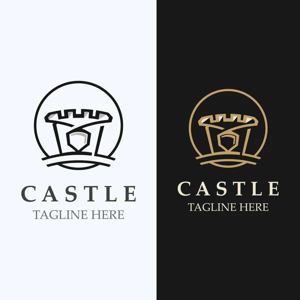Castle Logo Graphic Template Design Ancient Castle Vintage Vector — Stock Vector