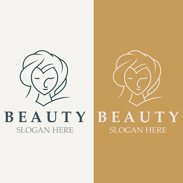 Логотип Догляду Красою Жінки Природа Салон Обличчя Спа Дизайн Плоский — стоковий вектор