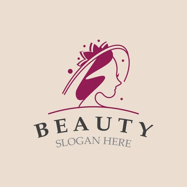 Frau Schönheitspflege Logo Nature Face Salon Und Wellness Design Flacher — Stockvektor