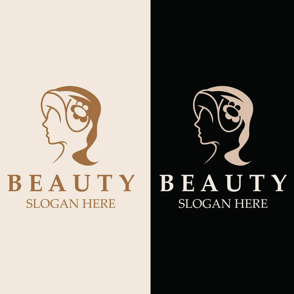 Логотип Догляду Красою Жінки Природа Салон Обличчя Спа Дизайн Плоский — стоковий вектор