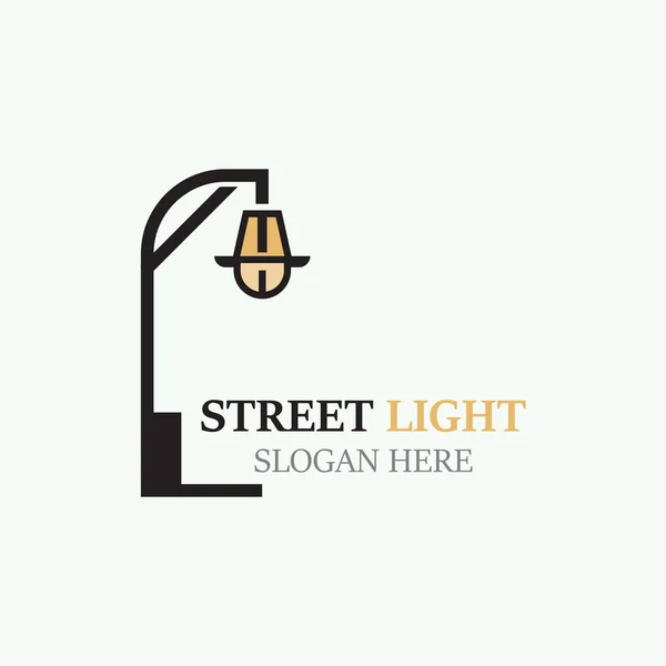 Street Light Logo Image Vintage Lightning Classique Latéral Élément Plat — Image vectorielle