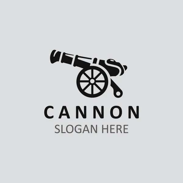 Cannon Artilery Logo Vintage Image Design Concepto Logo Militar Cannonball — Archivo Imágenes Vectoriales